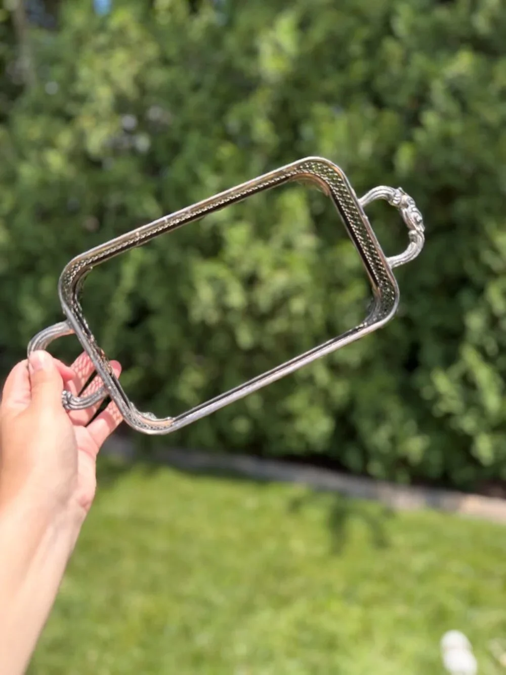 Mid-Century Silver Plated Reticulated Book Holder | Footed Gallery Stand